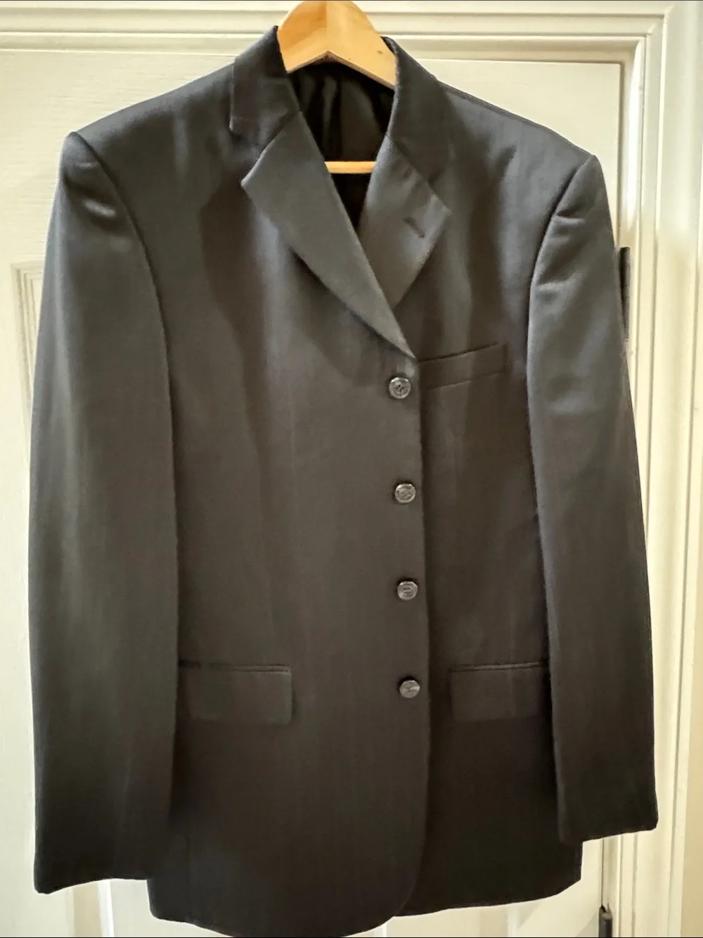 Men's Dark Charcoal Pinstripe Blazer - Classic Tailored Style